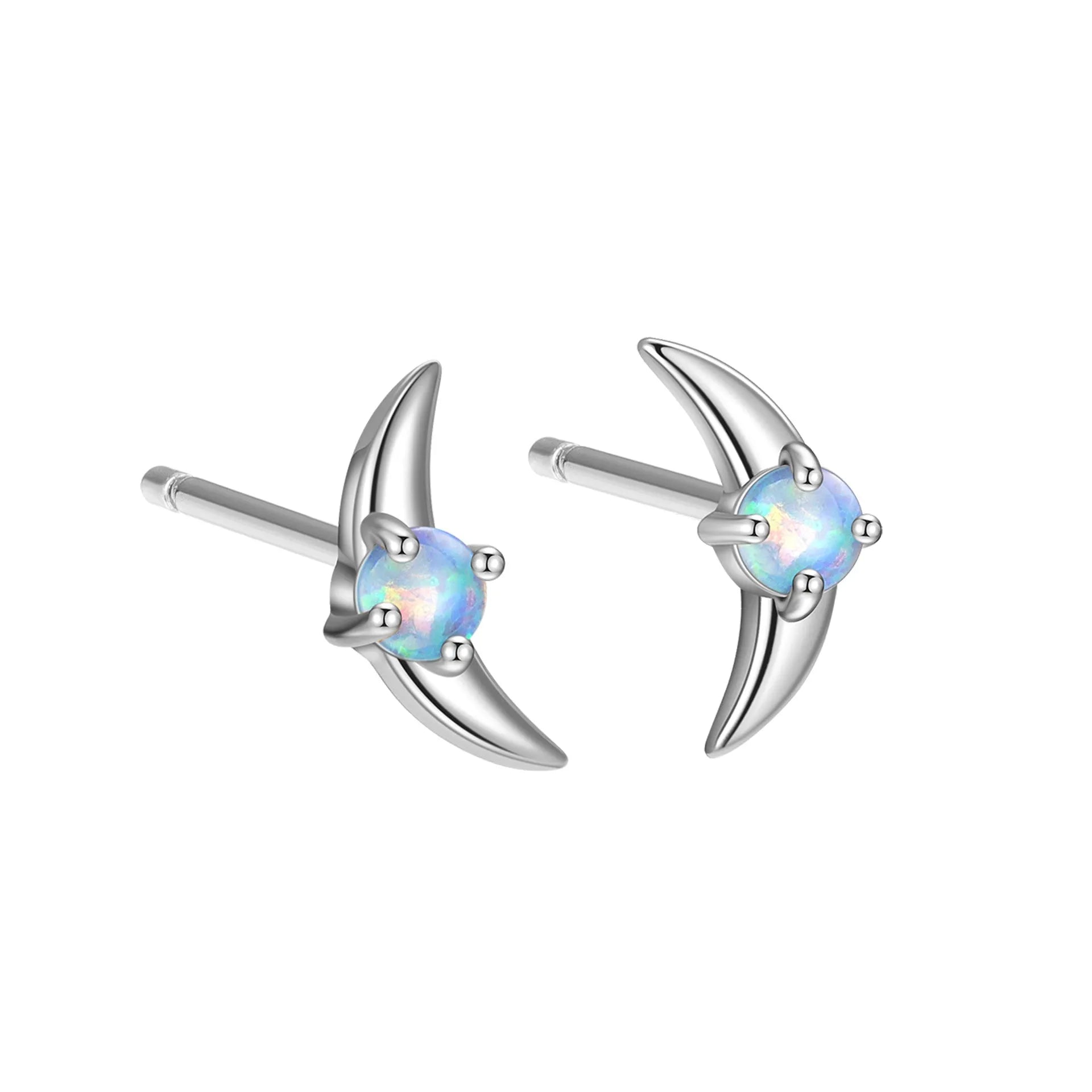 A pair of women's geometric earrings made from 925 silver, shown in gold plating with a blue stone accent.