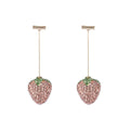 Geometric strawberry design earrings with spot drill detailing in red zinc alloy