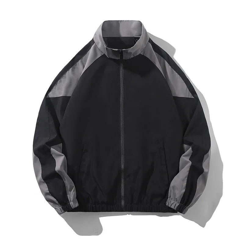 Men's casual jacket with contrast stitching and side pockets in polyester fabric