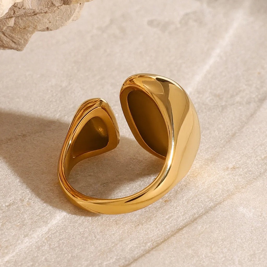 Women's stainless steel geometric open ring in electroplated colour JDR2405081