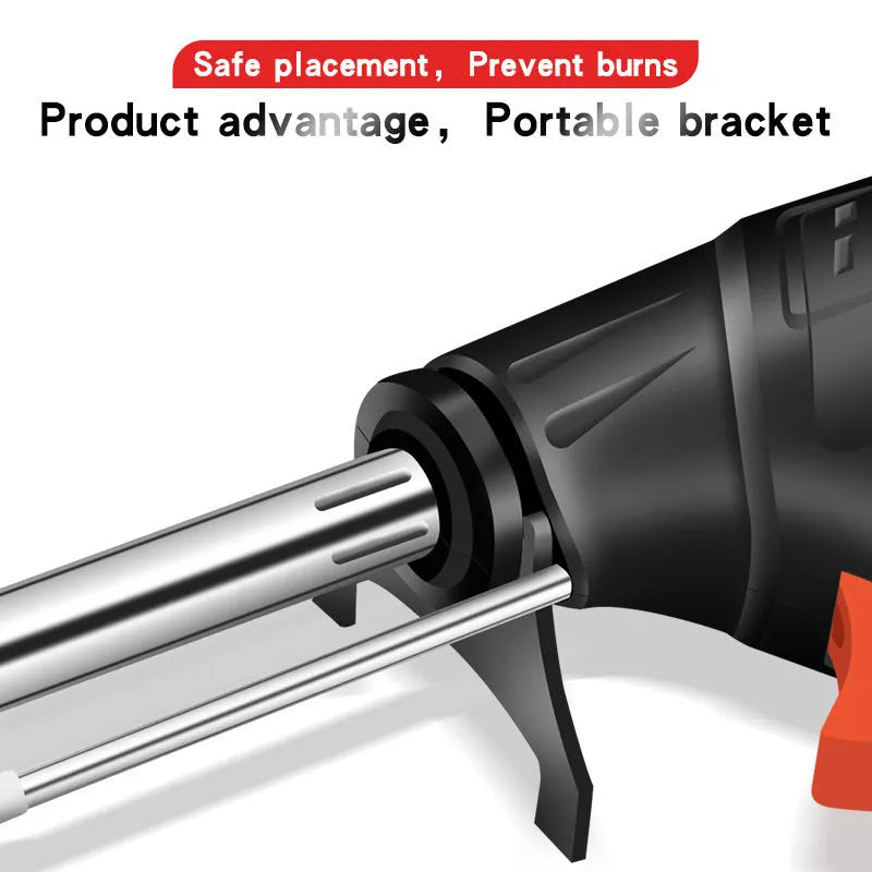 Black G102 outer soldering gun kit with integrated light, alloy body, on stand.
