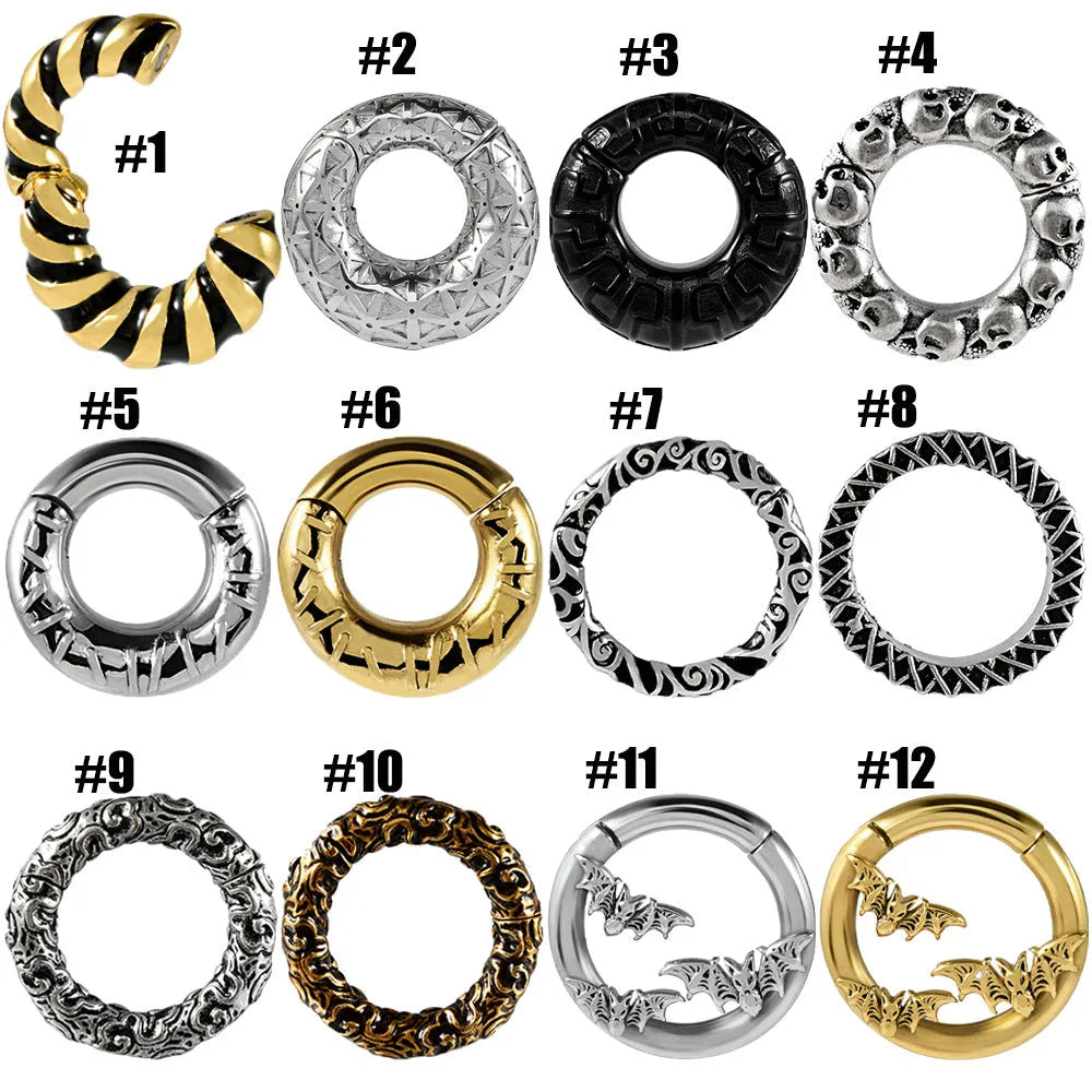 Fashion stainless steel shaped pattern earrings with totem design and electroplated finish