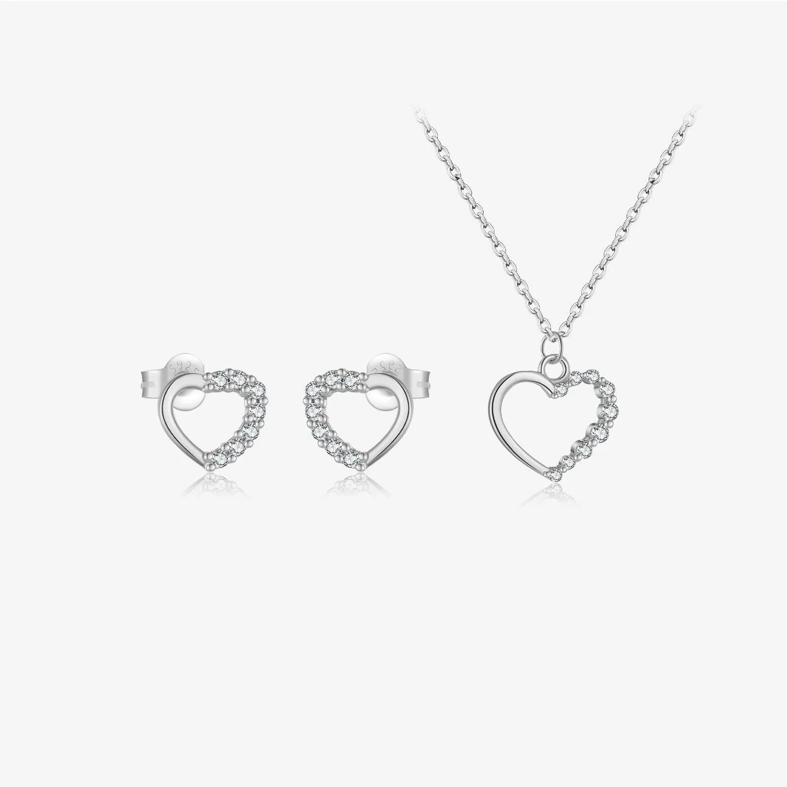 925 sterling silver hollow heart necklace in white gold finish on regular chain for women fashion OL style