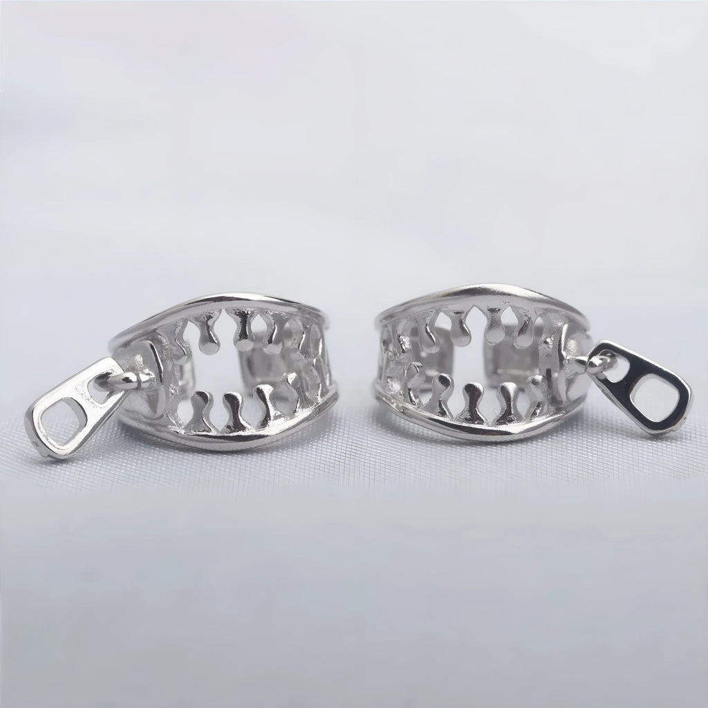 Copper geometry ear clip earrings with zipper design lines ES862 colour