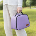 Insulated lunch box bag in textured cloth material with large capacity for picnics