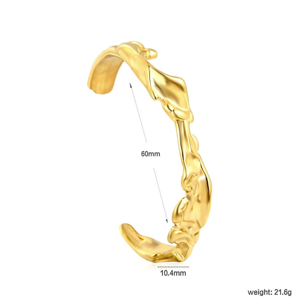 Stainless steel European and American style luxe bracelet on a wrist, showing advanced metallic finish.