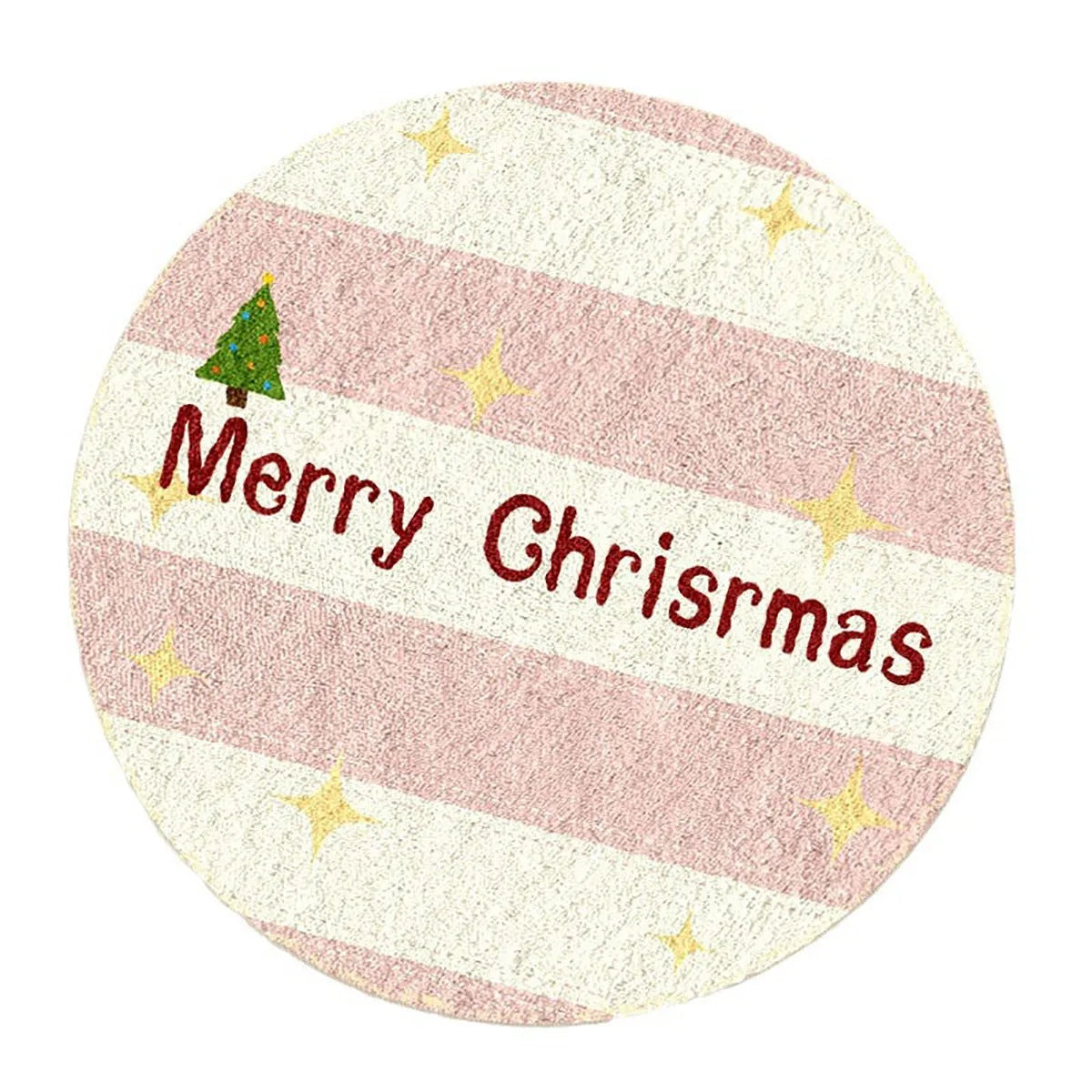 Round Christmas-themed floor mat with alien shape outline in cashmere-like finish