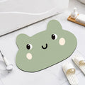 Cartoon animal diatom ooze bathroom mat in sizes 40x60cm, 50x80cm, 60x90cm on a bathroom floor.