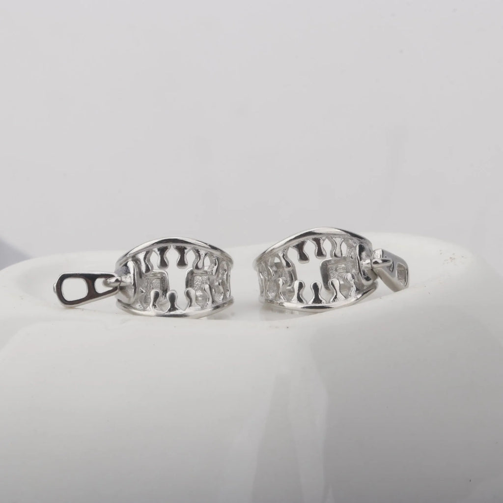 Copper geometry ear clip earrings with zipper design lines ES862 colour
