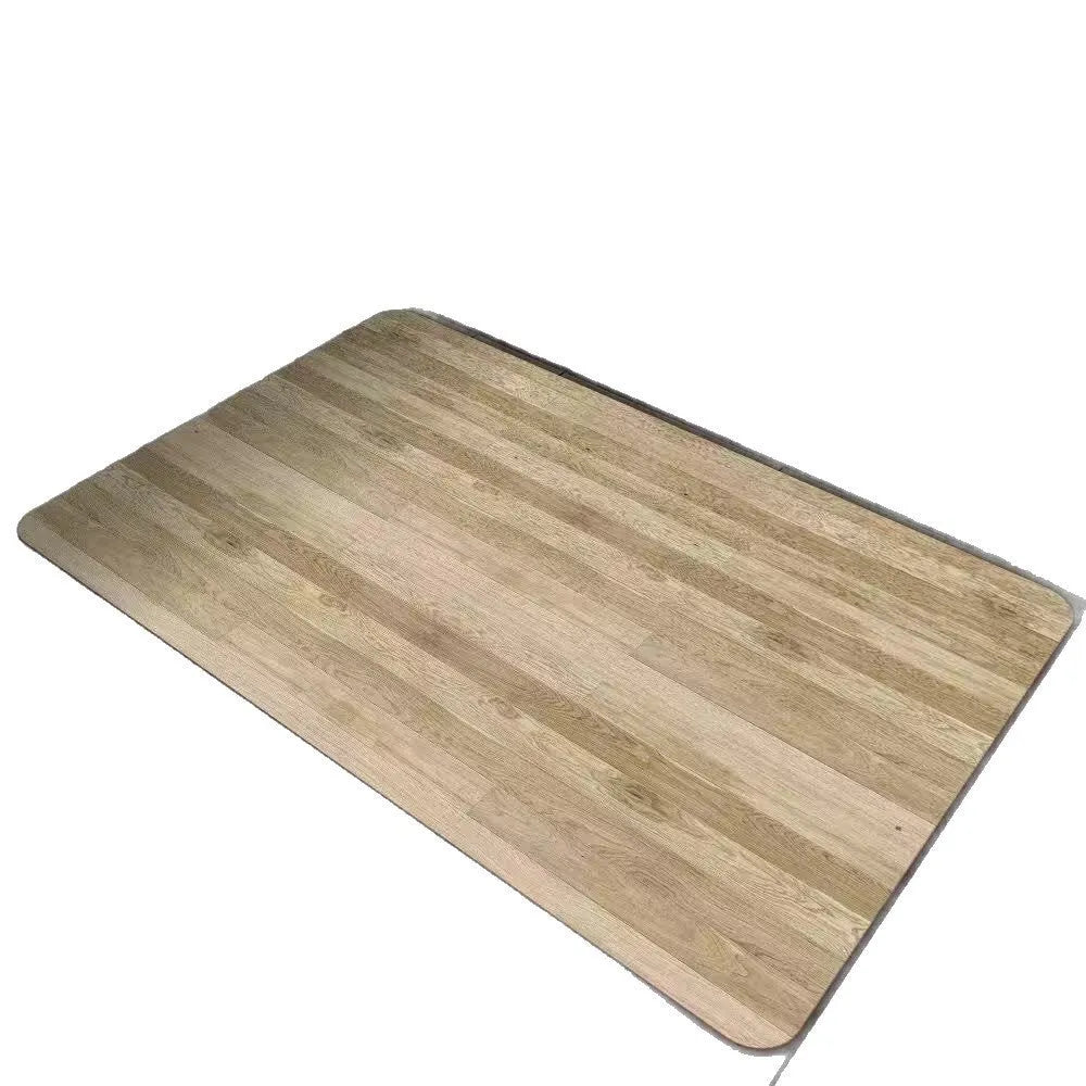 Square diatomite bathroom floor mat with wood grain pattern in a bathroom setting.