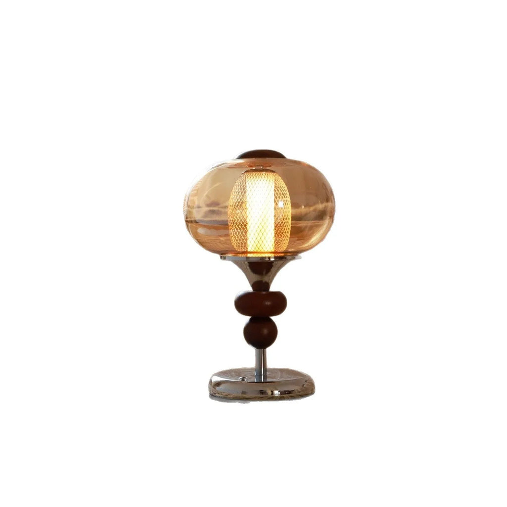 Zhonggu solid wood rechargeable palace table lamp with touch switch, 16x28cm, three colour dimmable light, retro style