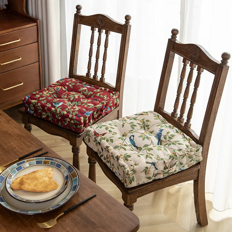 American dining chair back cushion with plant pattern, 40x40x8cm with waist support