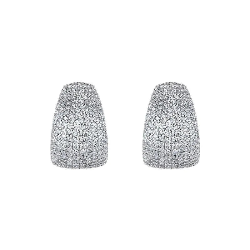 Geometric women's ear studs with moissanite stones in S925 sterling silver settings