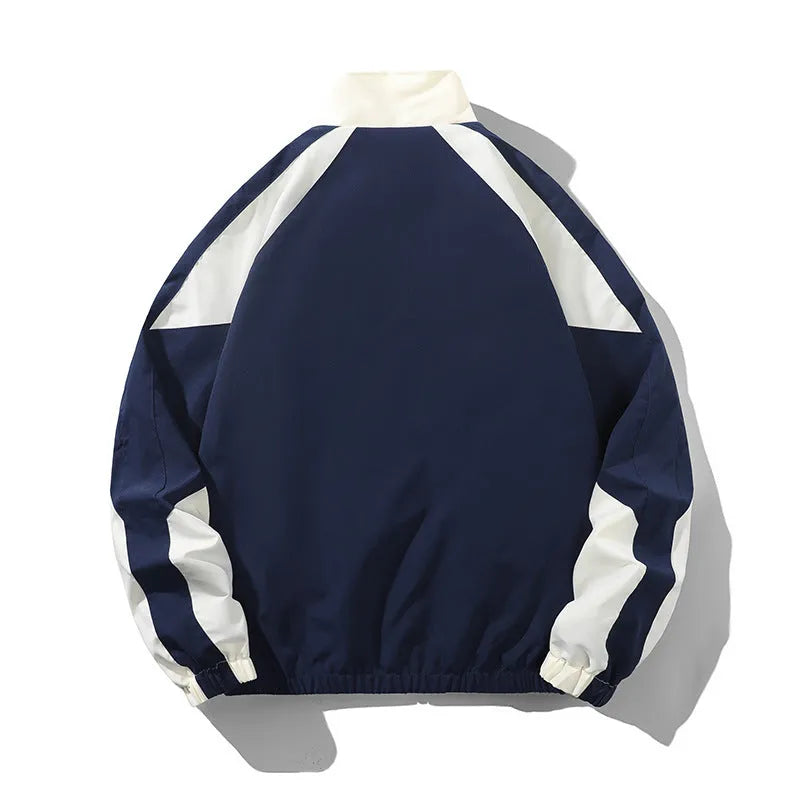 Men's casual jacket with contrast stitching and side pockets in polyester fabric