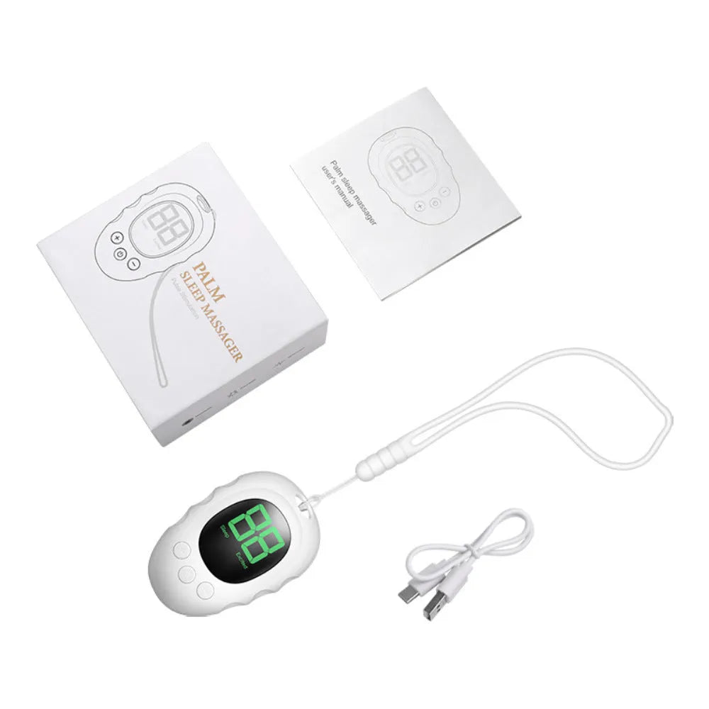Rechargeable silicone sleep aid hand grip with sleep monitor in black, green or white colours