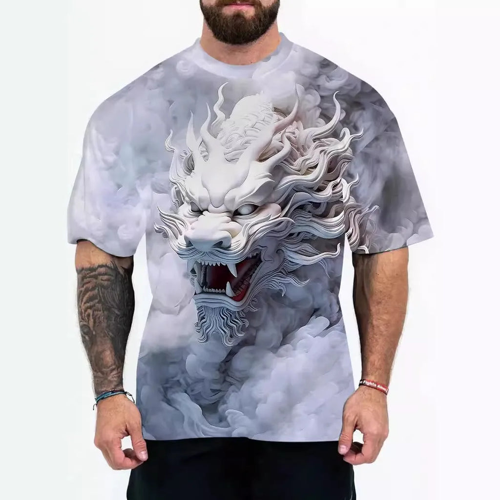 Men's loose fit short sleeve t-shirt with Coloured Letters design in chemical fibre blend, front view