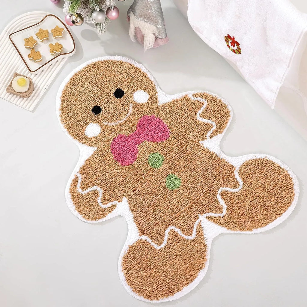 Christmas geometric print polyester hallway mat with anti-slip backing in festive colours
