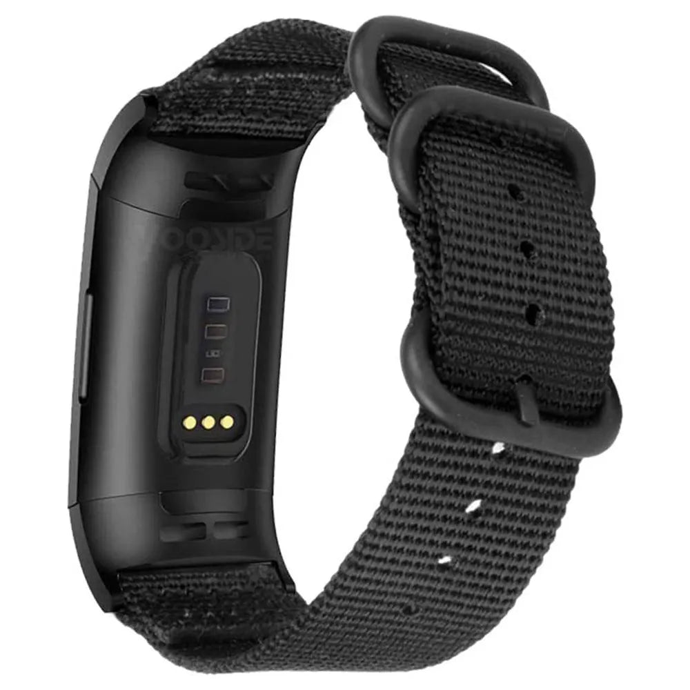Fitbit Charge nylon replacement strap with three-ring buckle in multiple colour options