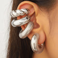 Geometric CCB ear clip set in gold or silver colours for women without pierced ear requirements