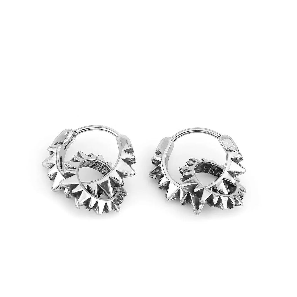 Polished stainless steel round ring earrings in retro European and American style