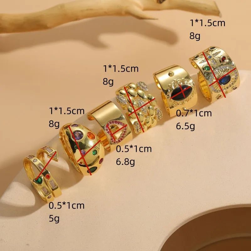 Geometric Chinese style ring with zircon stone in horse eye black colour