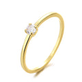 Copper geometric circle ring for women featuring a single central diamond, shown in blue.