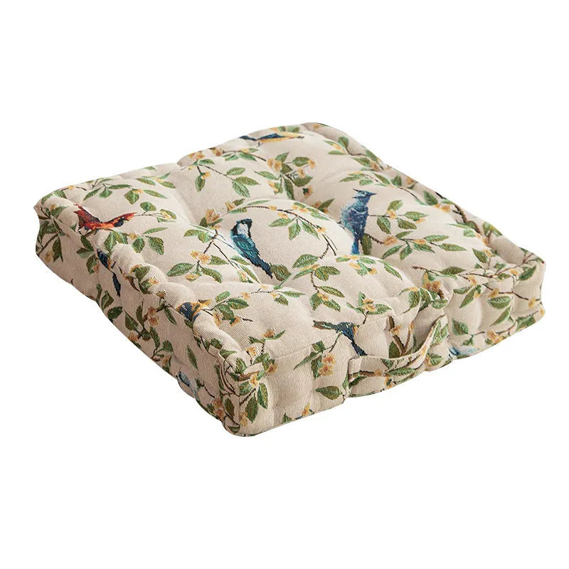 American dining chair back cushion with plant pattern, 40x40x8cm with waist support