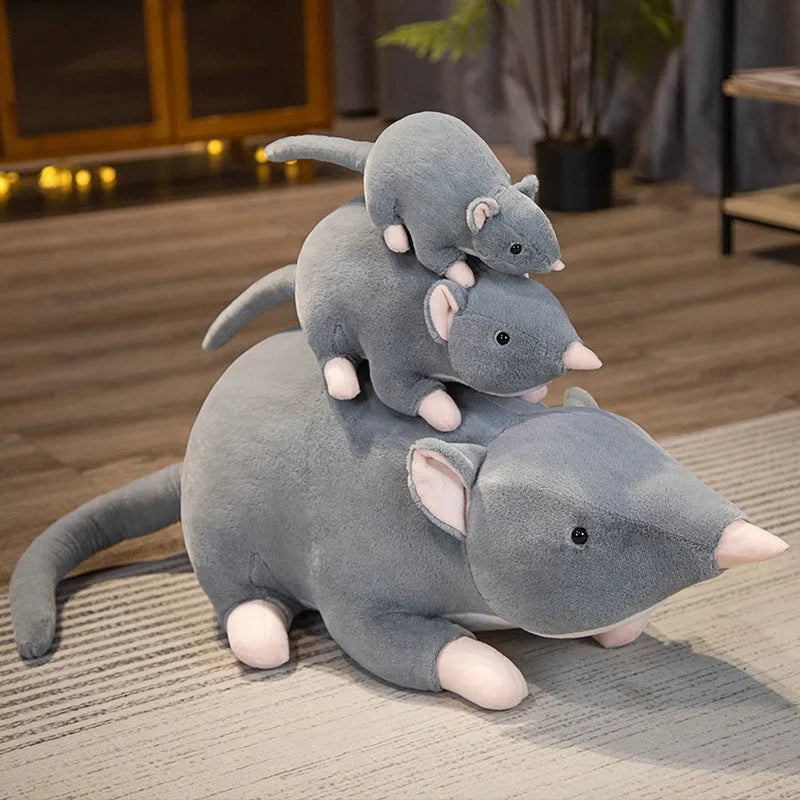 Cartoon mouse plush doll toy in three size options: 32cm, 50cm, and 100cm heights