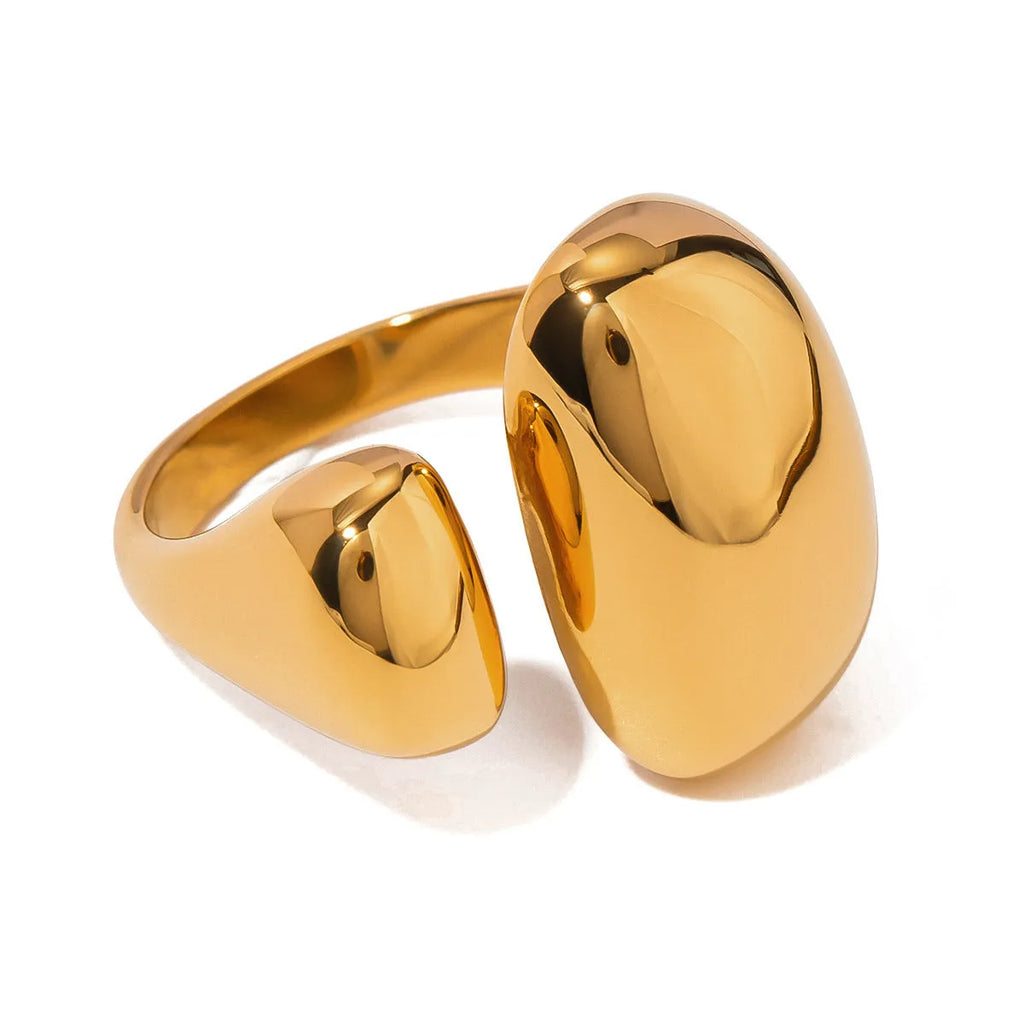 Women's stainless steel geometric open ring in electroplated colour JDR2405081