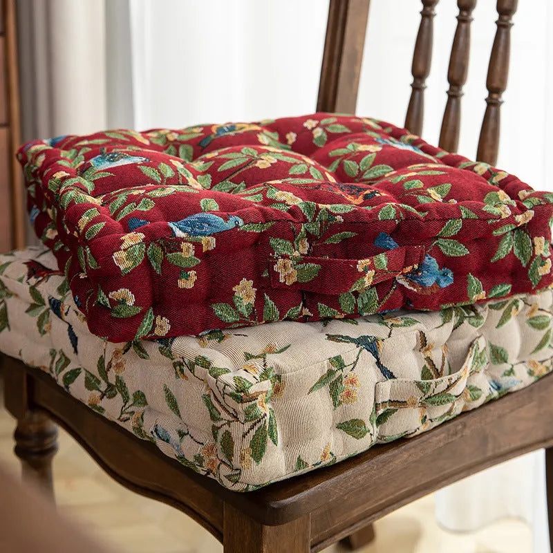 American dining chair back cushion with plant pattern, 40x40x8cm with waist support