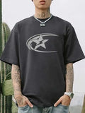 Men's pure cotton short sleeve t-shirt in a solid colour with Japanese retro style