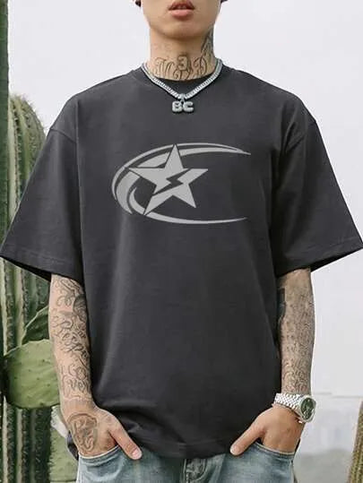 Men's pure cotton short sleeve t-shirt in a solid colour with Japanese retro style