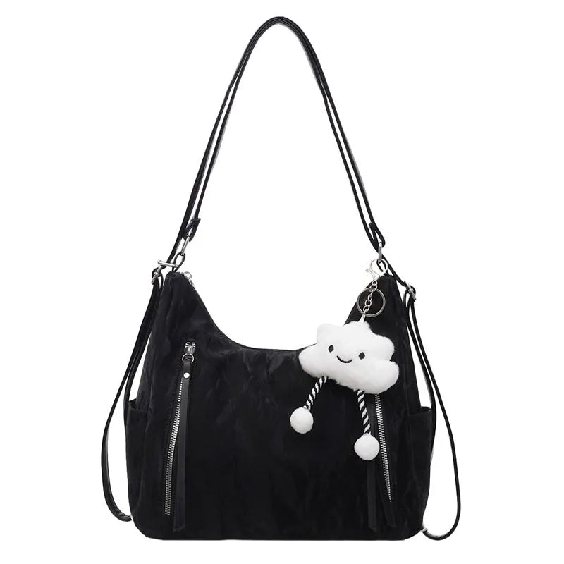 Women's soft PU fashion backpack in black colour with wear-resistant construction
