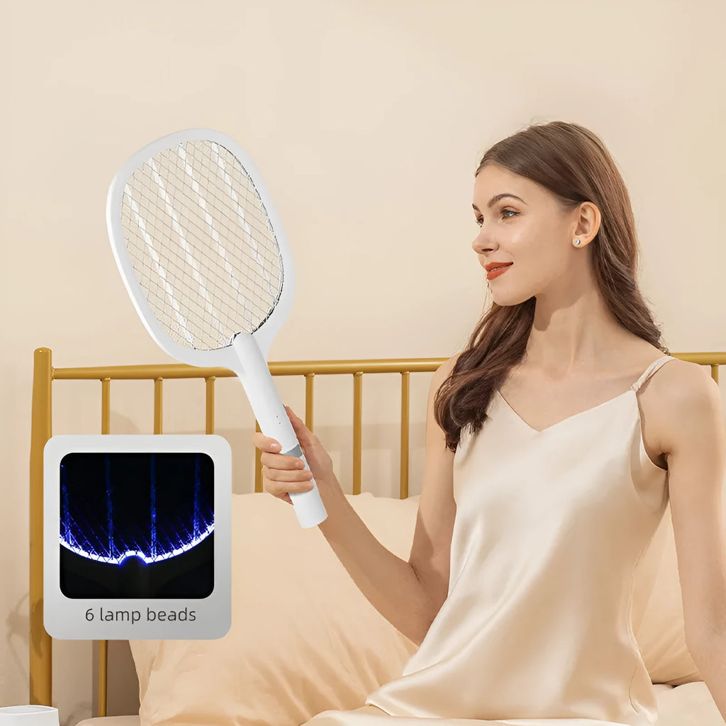 Rechargeable electric mosquito swatter with ABS plastic shell in household setting