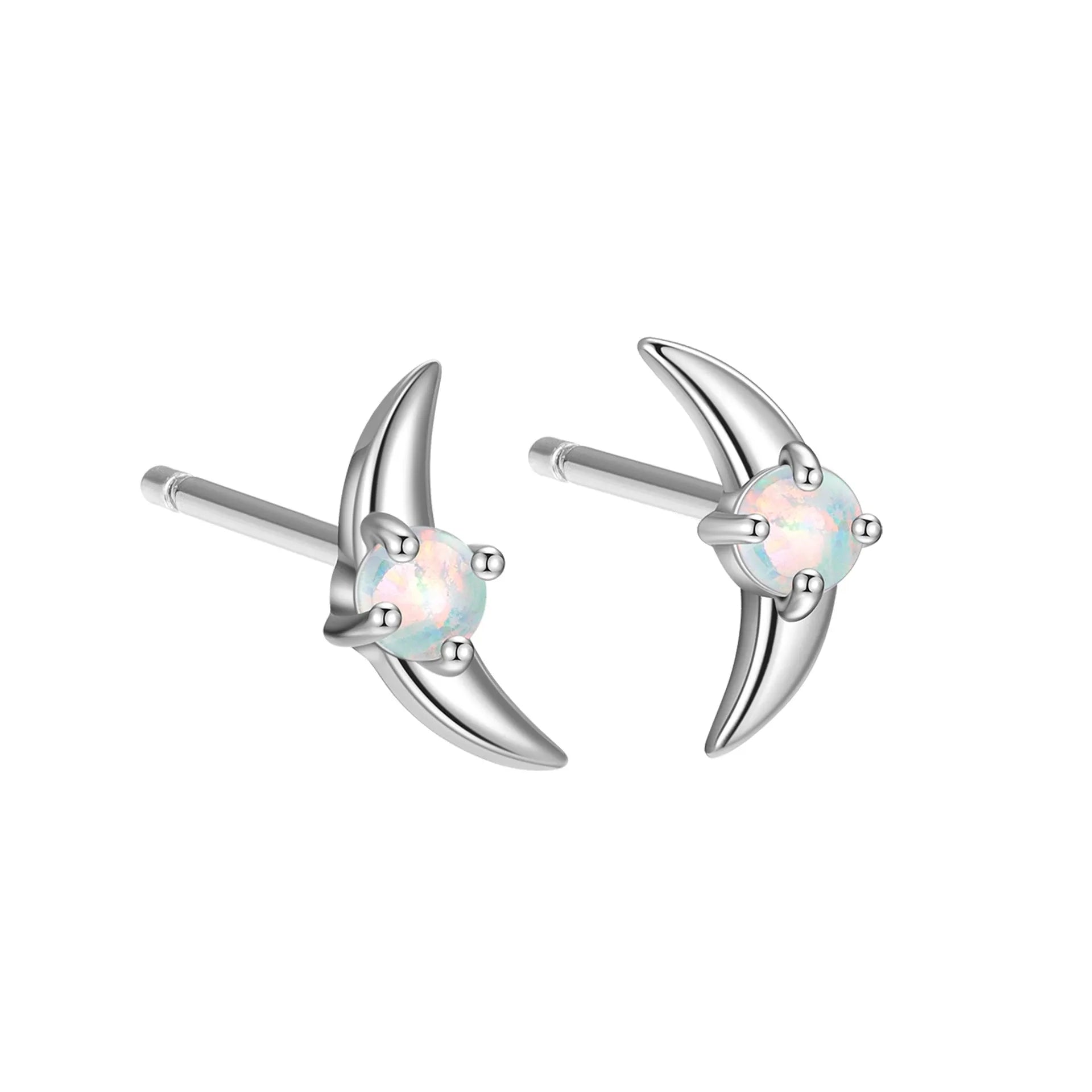 A pair of women's geometric earrings made from 925 silver, shown in gold plating with a blue stone accent.