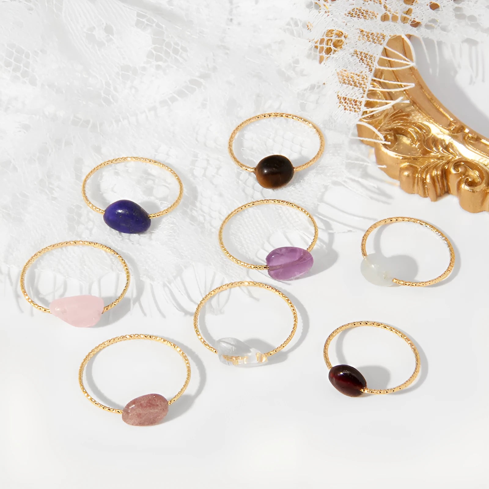 Women's geometric agate ring with angular design in various colour options