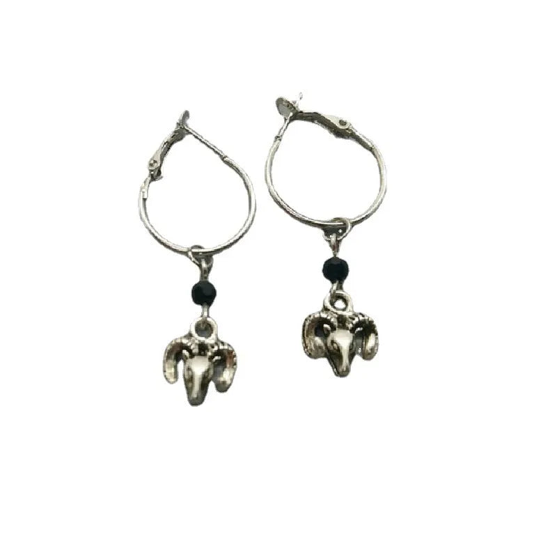 Silver Tibetan antelope round ring alloy earrings for women with European American styling