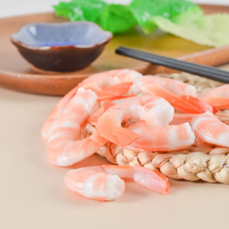 PVC simulation seafood shrimp keychain with 1.5cm thickness on white background
