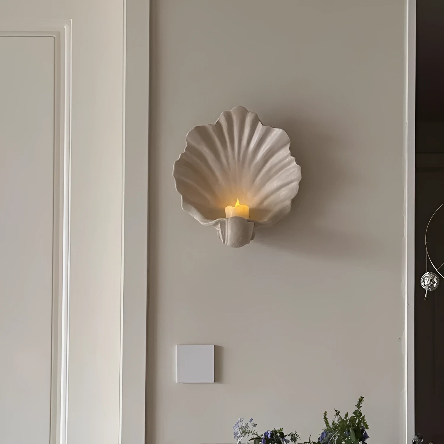 White shell fruit plate decoration ornament made from resin material
