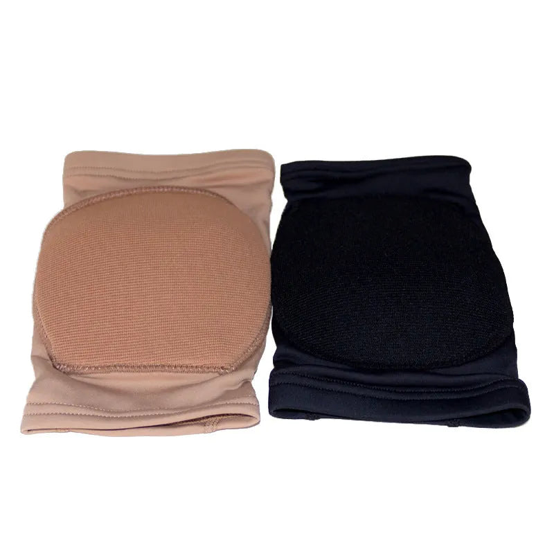 Ballet yoga knee pads in black and skin colour options showing five size options