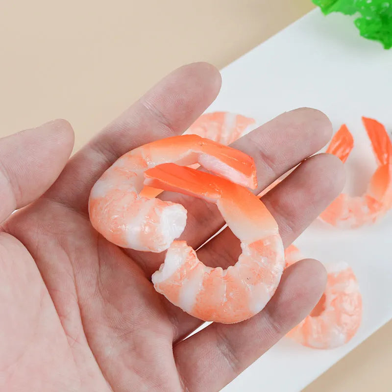PVC simulation seafood shrimp keychain with 1.5cm thickness on white background