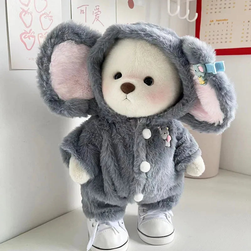 Grey plush elephant jumpsuit suit for 30cm tall bear doll clothing