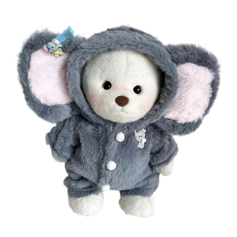 Grey plush elephant jumpsuit suit for 30cm tall bear doll clothing