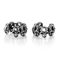 Stainless steel retro skull ear clip earrings with hollow geometric design
