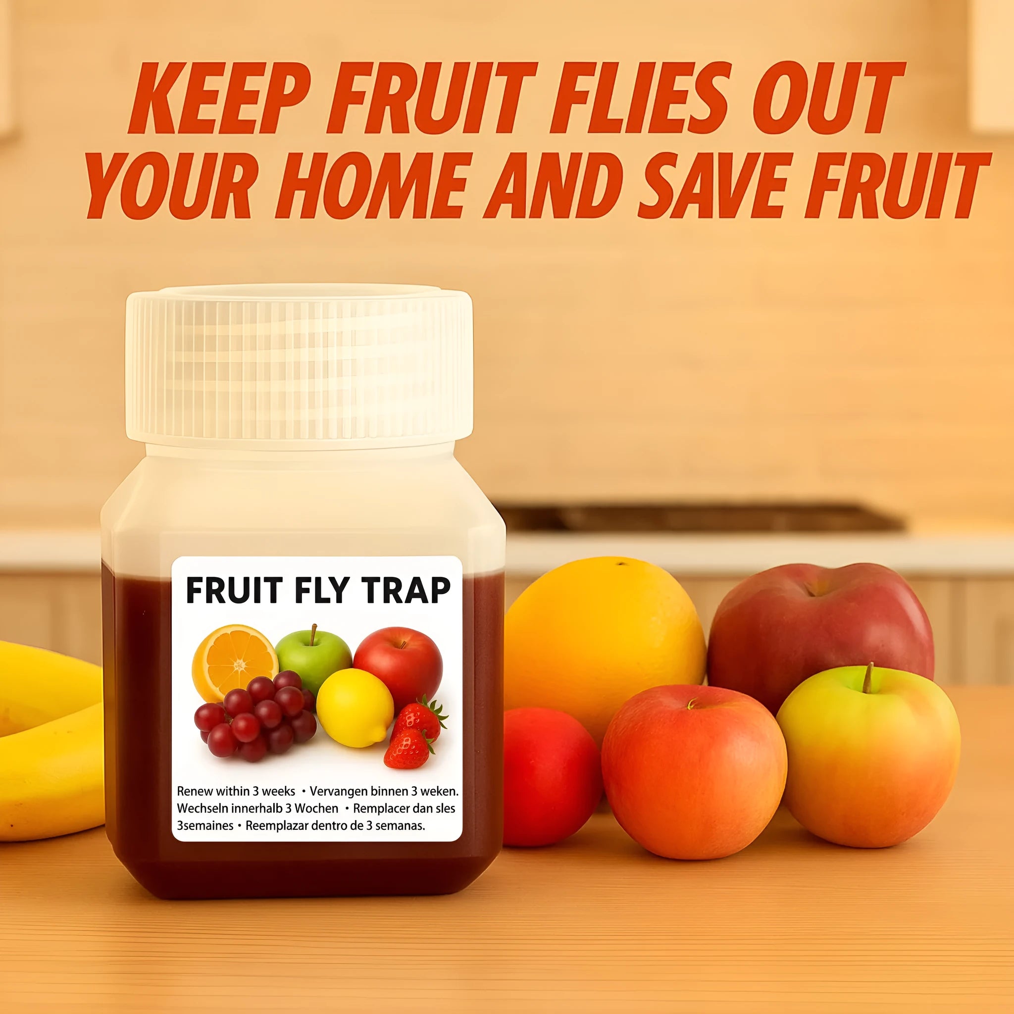 Fruit fly bait liquid bottle for indoor insect traps with multiple specification options
