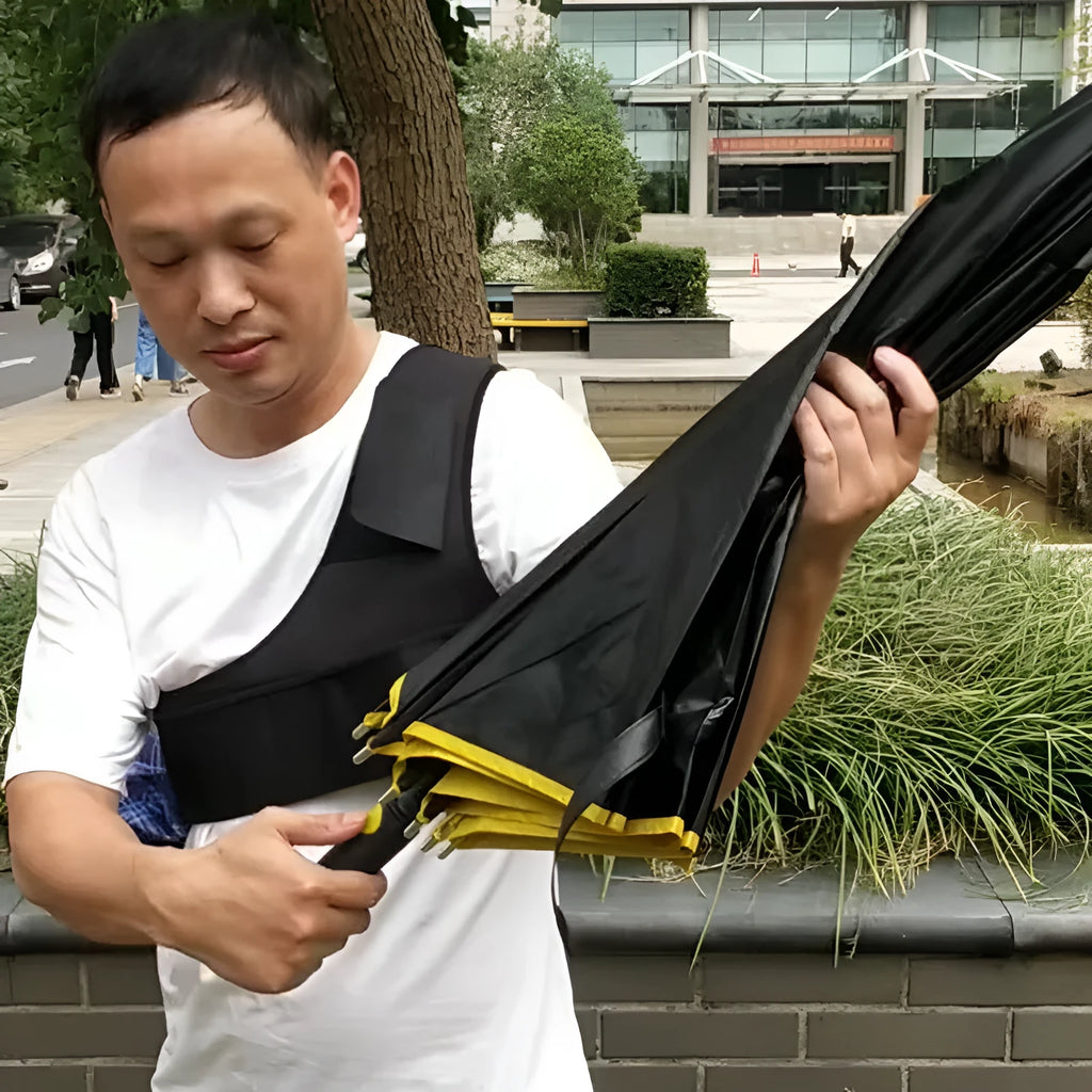 Portable umbrella holder with fixed shoulder strap black diving cloth for manual umbrellas