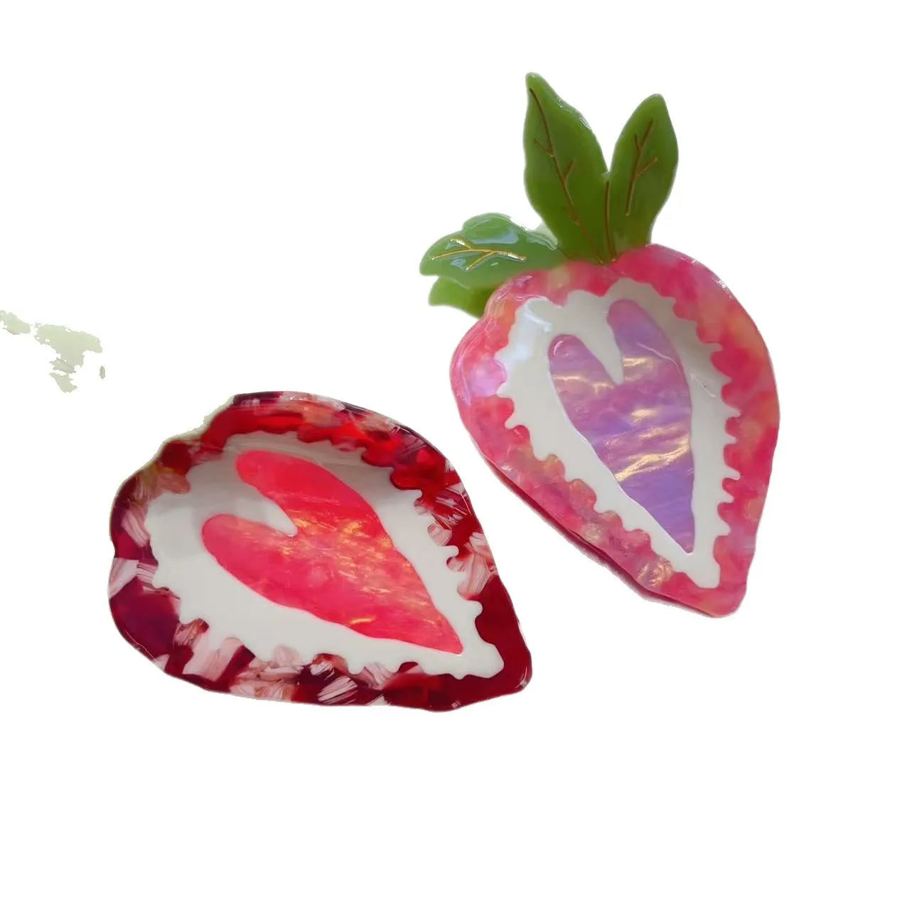 Handmade strawberry hairpin for girls in red or pink pastoral style