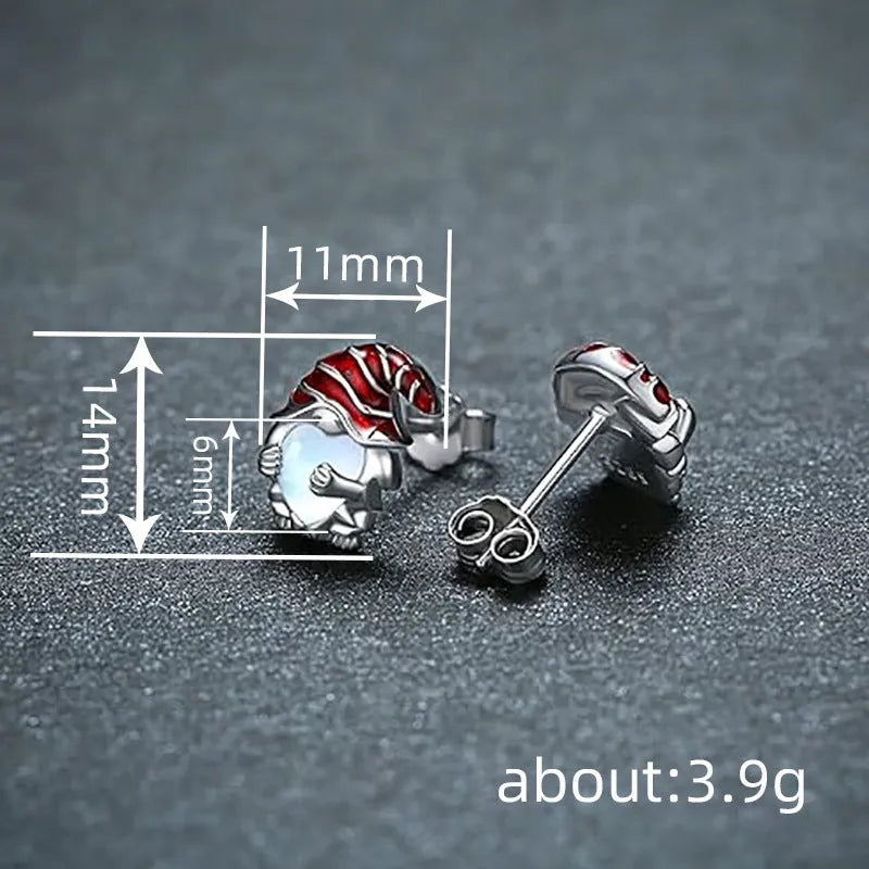 Women's heart-shaped Santa Claus earrings in electroplated white gold colour
