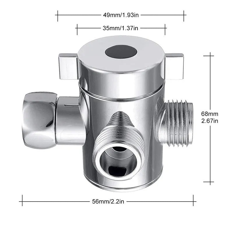 Copper shower water distributor fitting with metal joints for American bracket compatibility