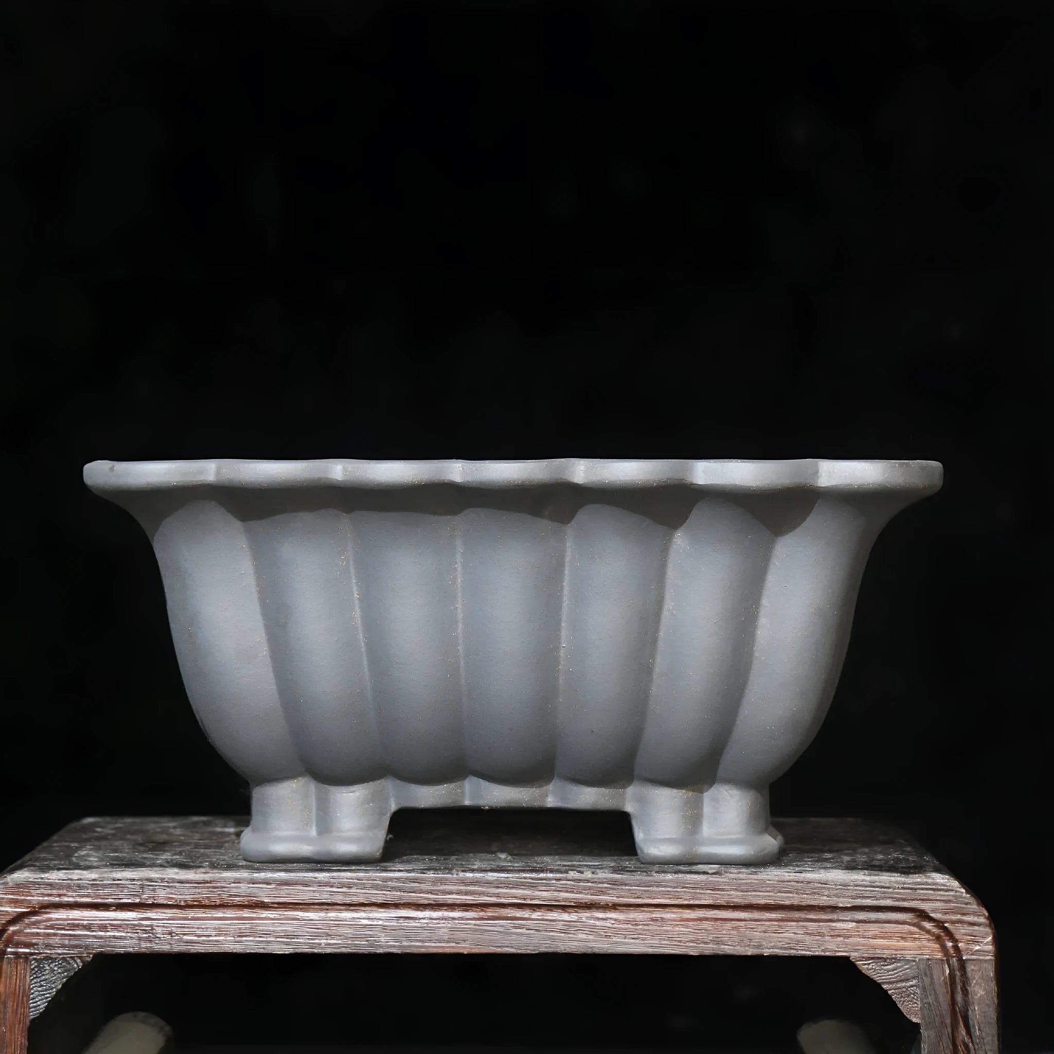 Square purple sand ceramic bonsai pot with 37cm inner diameter and classical warp device design